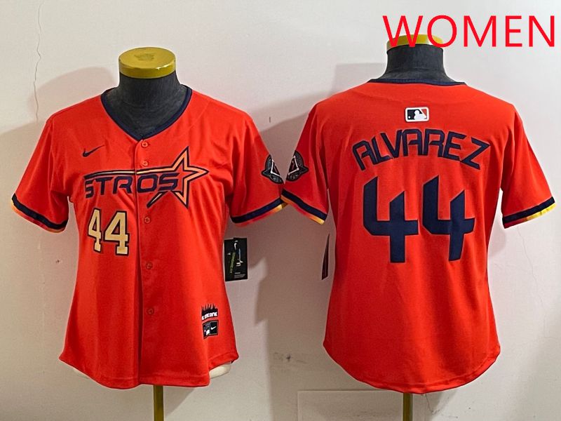 Women Houston Astros #44 Alvarez Orange Three generations Joint Name 2025 Nike MLB Jersey style 4122